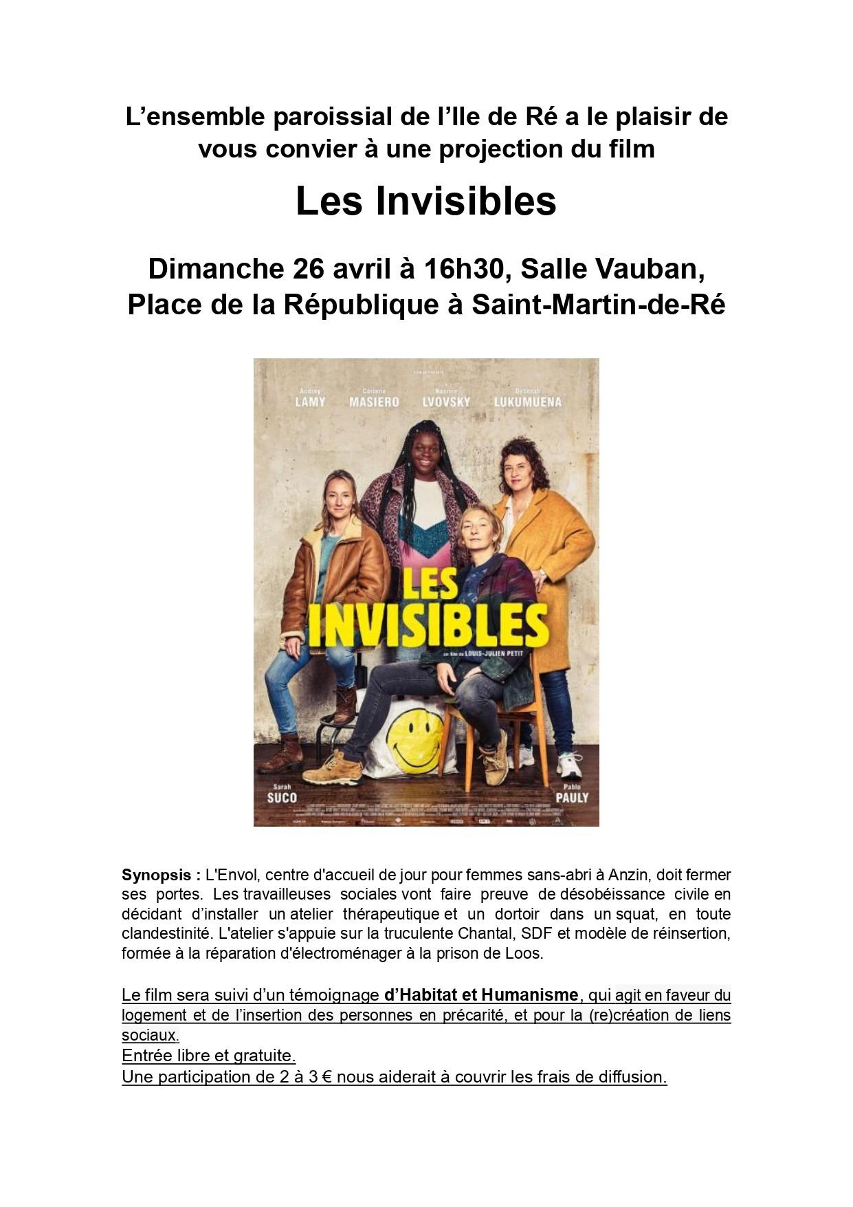 Affiche pour la diffusion du film les invisibles 17 04 2026